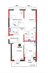 3-комнатная квартира · 115 м² · 1/3 этаж, Городская 3 фото 2 3-комнатная квартира · 115 м² · 1/3 этаж, Городская 3 фото 2